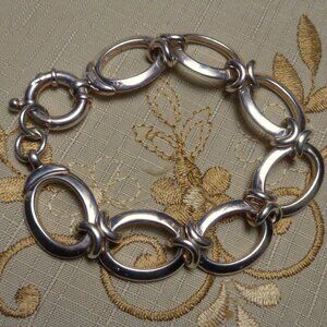 Milor Italy 950 UltraFine Sterling Silver Chain Link Kisses & Hugs 7.5" Bracelet